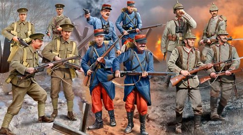 Re02451 WWI Infantry 1914 Ger/Brit/French