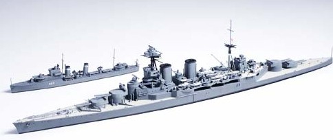 Ta31806 British HOOD & E-Class Destroyer Water Line